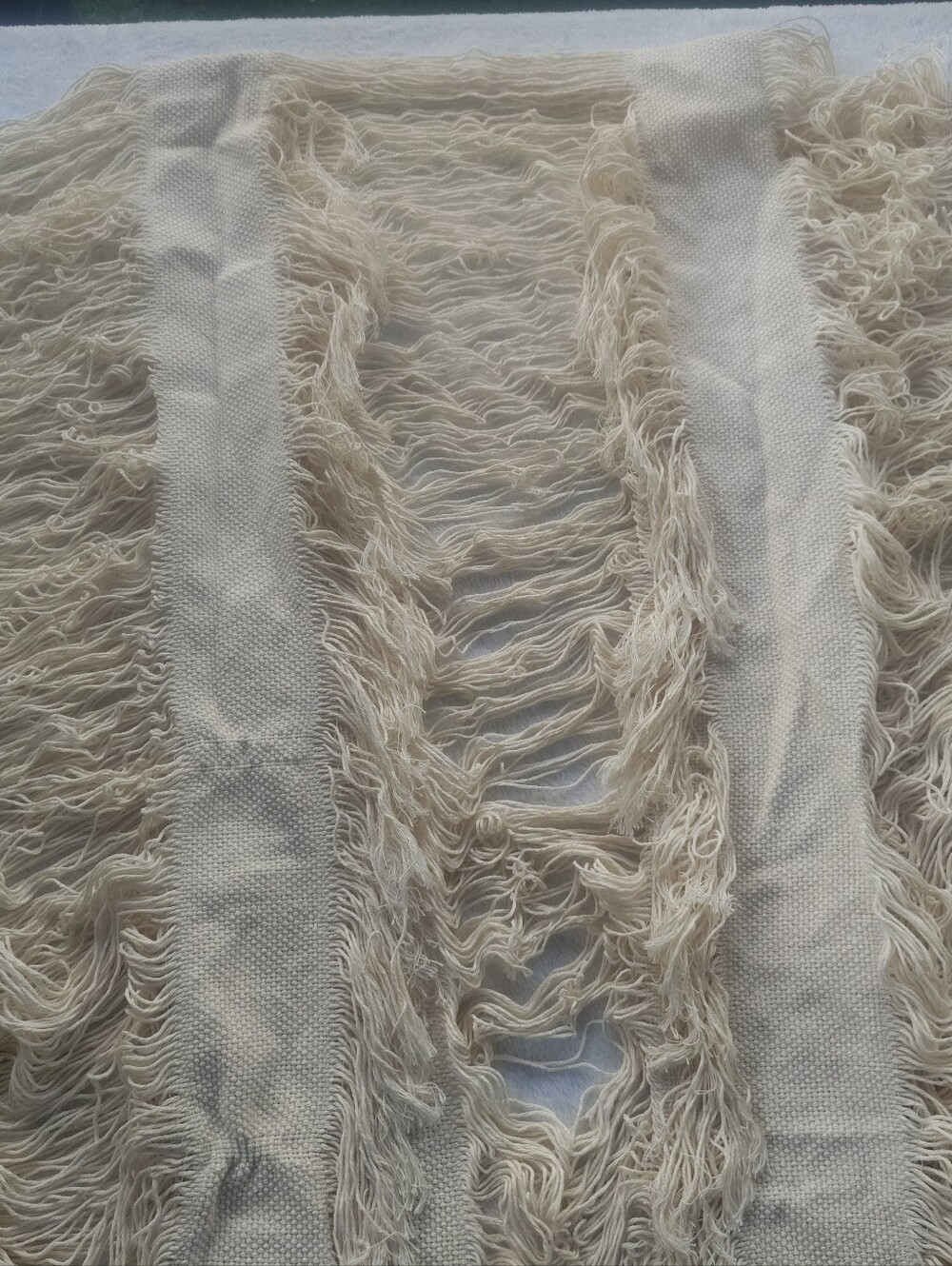 Fausto Betancourt Boho Fringed Cream Kimono Unisex Cover-Up - Picture 3 of 9